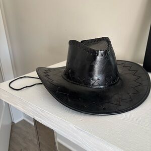 Men's Black faux Leather Cowboy Hat